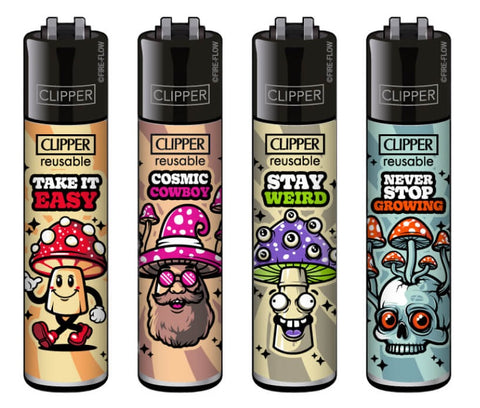 Clipper ''Shroom Quotes'' 4 Pieces Lighter Set - Puff Puff Palace