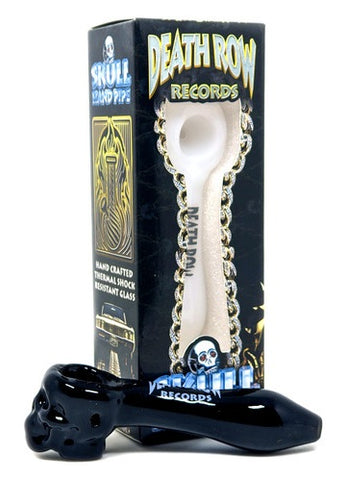 Death Row Records ''Skull'' Small Glass Smoking Pipe - Black