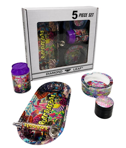 Diamond Leaf ''5 Pieces'' Matching Smoking Set - Puff Puff Pass