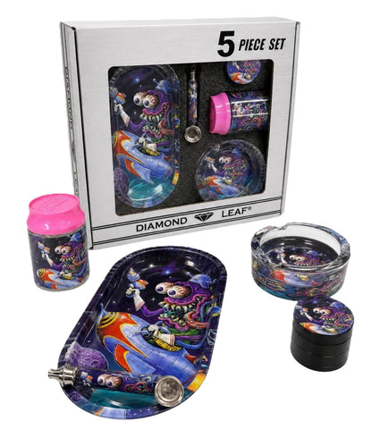 Diamond Leaf ''5 Pieces'' Matching Smoking Set - Grafitti
