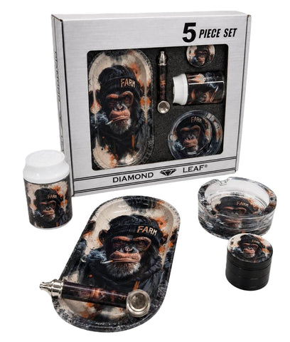 Diamond Leaf ''5 Pieces'' Matching Smoking Set - Farm