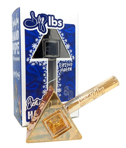 Dogg Lbs ''Electro Plated Tri-Prism'' Glass Smoking Pipe - Gold