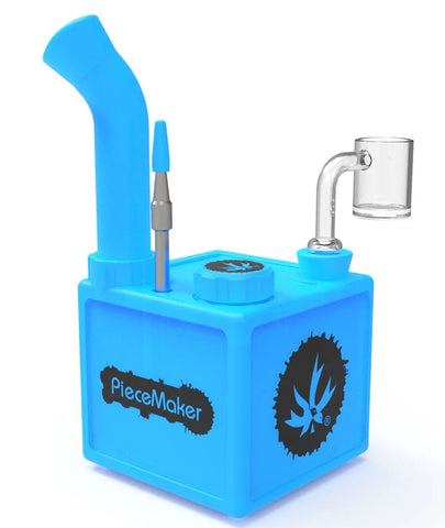 Piecemaker ''Glow Cube'' Silicone Dab Rig Blue - Puff Puff Palace
