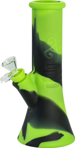 Silicone Unbreakable Beaker Bong - Black/Green - Puff Puff Palace