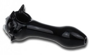 Glass 'Cat' Hand Pipe - Black - Puff Puff Palace