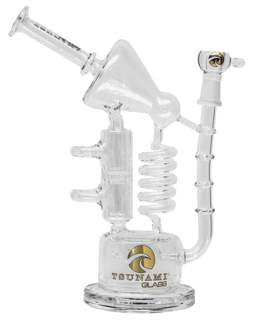 Tsunami Twisted Sprinkler Honeycomb Recycler Bong - Puff Puff Palace